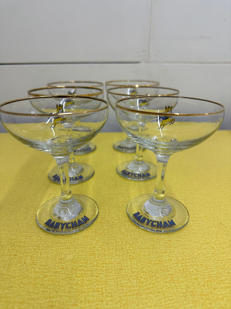 Set of 6 original 1970s Babycham Glasses
