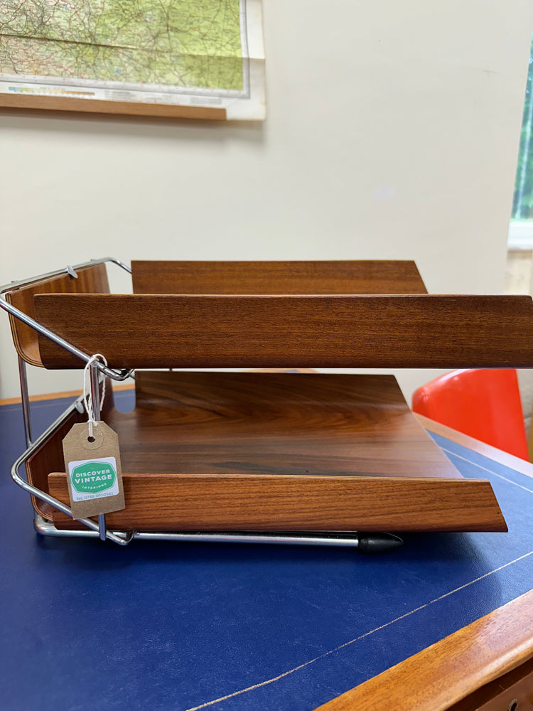 Midcentury Mallod Plywood Desk Filing Rack