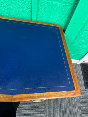 1960s Midcentury Desk with blue leather top and matching chair