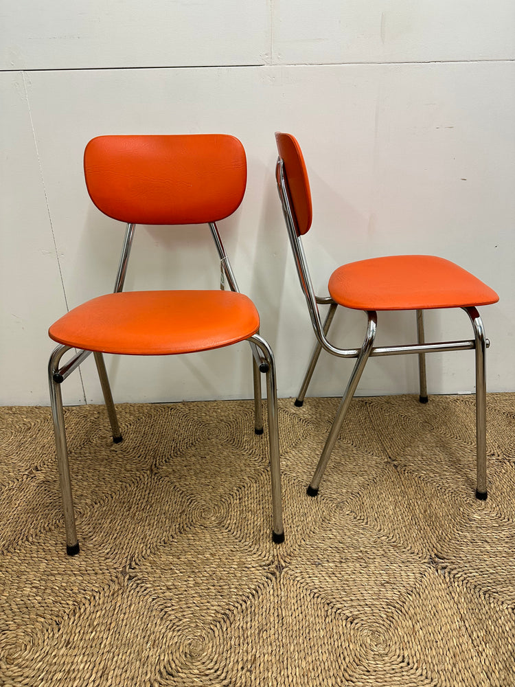 1970s Orange & Chrome Chairs