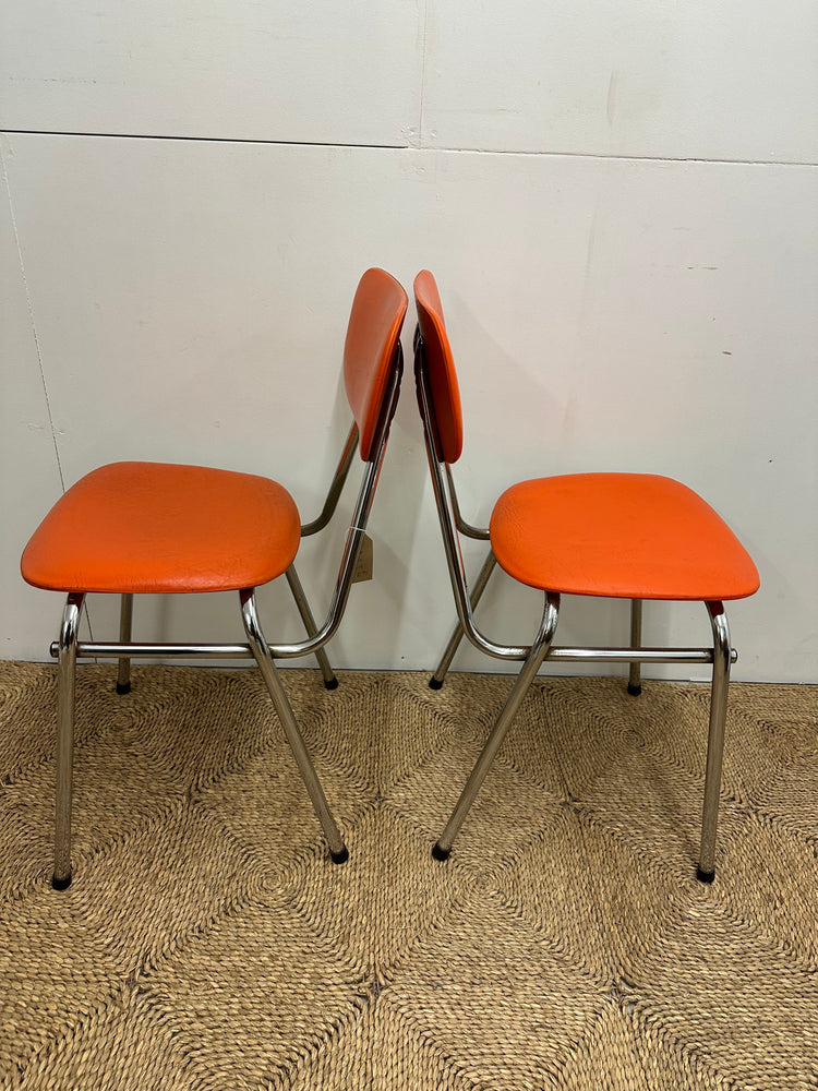 1970s Orange & Chrome Chairs