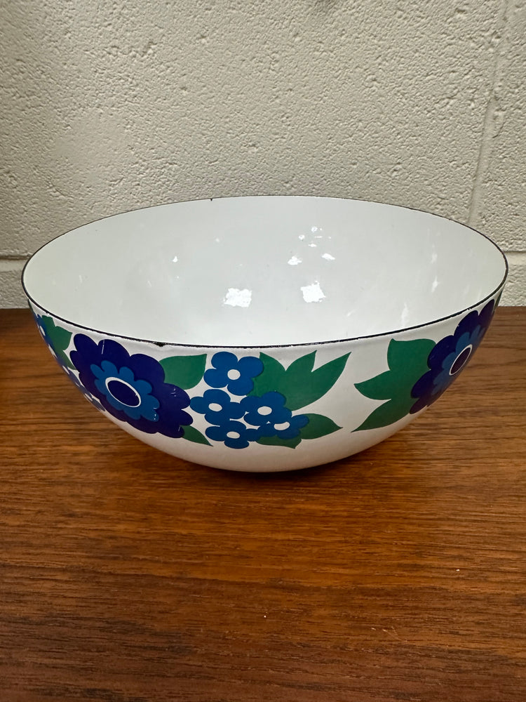 1960s Large Vintage Enamel Bowl, Finel Arabia, Elisa pattern, Kaj Franck, made in Finland Very Rare