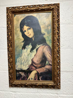 1960s Kitsch  Framed Image of a Gypsy Women