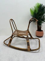 1970s Bamboo/Rattan Childs Rocking Horse