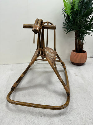 1970s Bamboo/Rattan Childs Rocking Horse