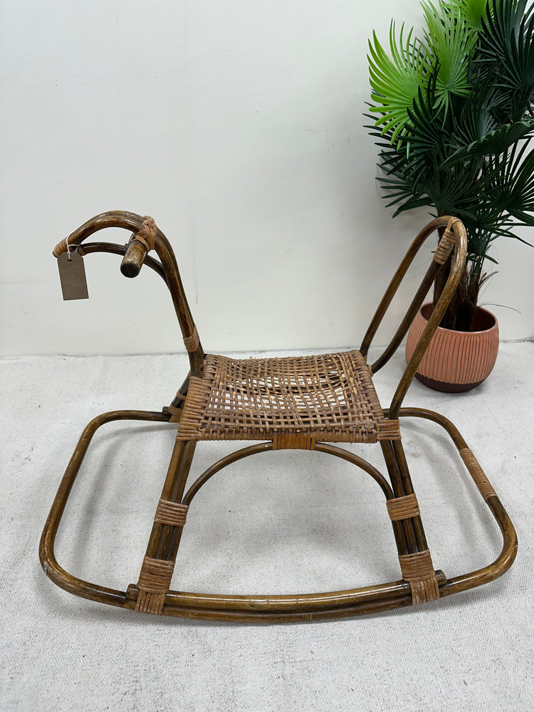 1970s Bamboo/Rattan Childs Rocking Horse