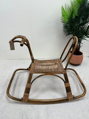 1970s Bamboo/Rattan Childs Rocking Horse