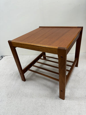 1960s Teak Side Table with Magazine Shelf