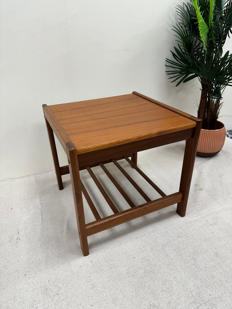1960s Teak Side Table with Magazine Shelf