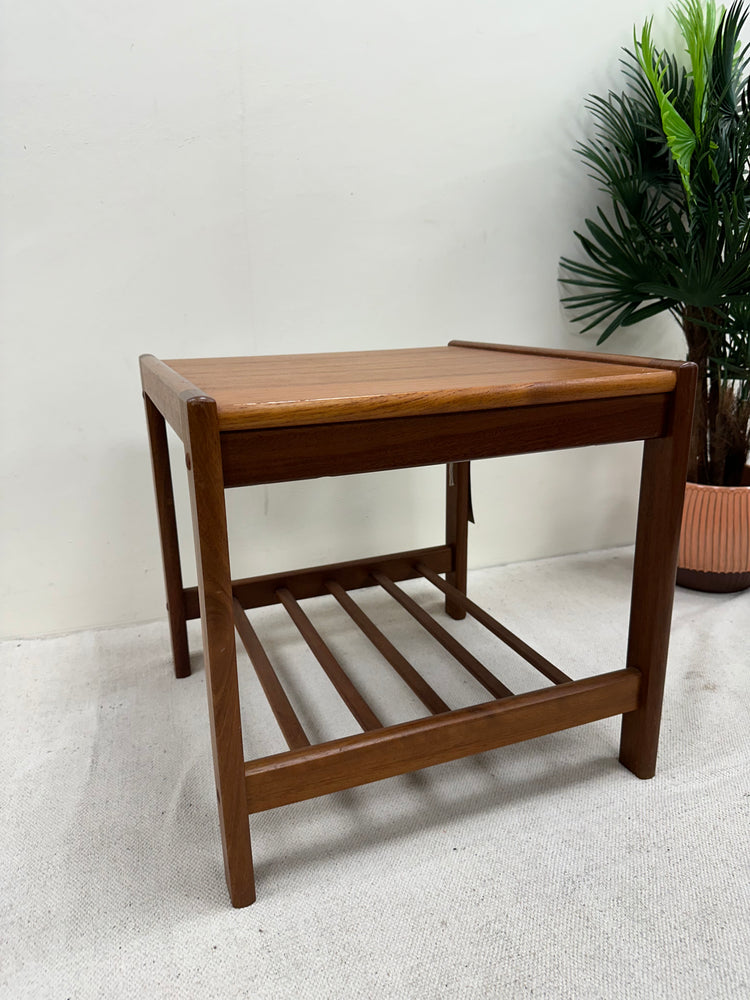1960s Teak Side Table with Magazine Shelf