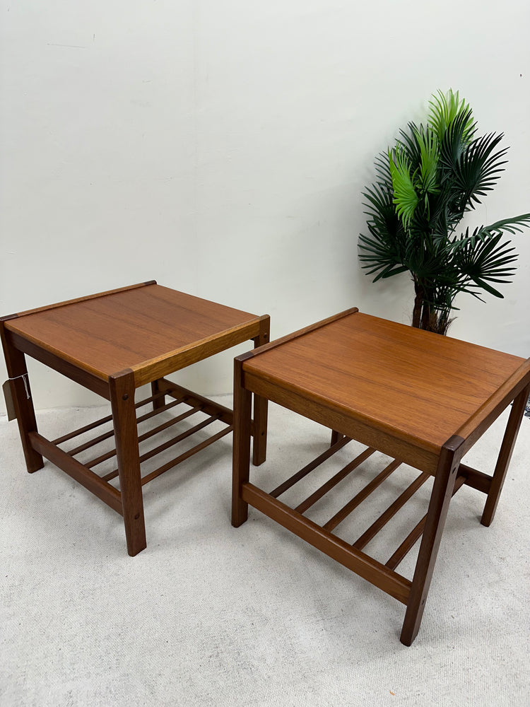 1960s Teak Side Table with Magazine Shelf