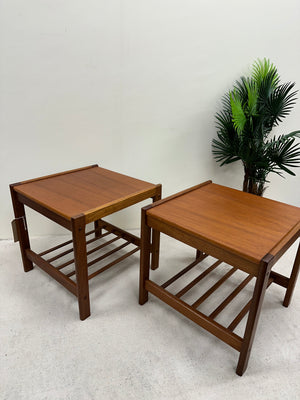 1960s Teak Side Table with Magazine Shelf