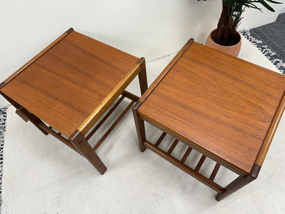 1960s Teak Side Table with Magazine Shelf