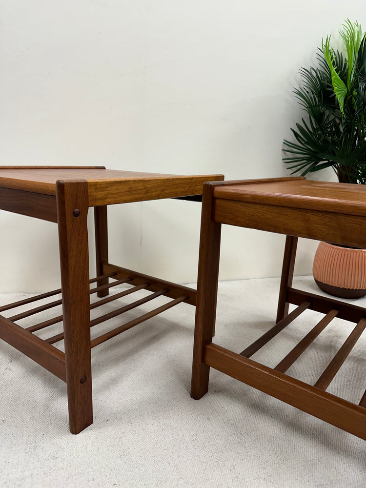1960s Teak Side Table with Magazine Shelf