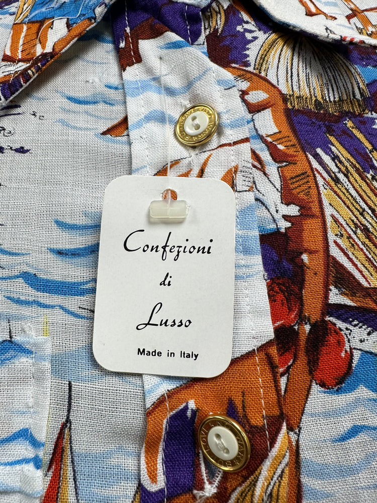 1970s Novelty cotton Shirt/Blouse with dagger collar