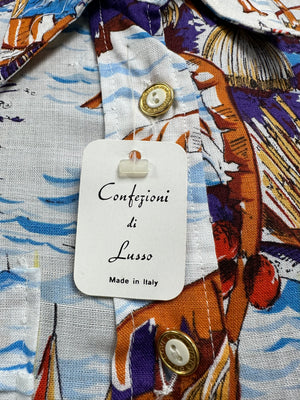 1970s Novelty cotton Shirt/Blouse with dagger collar